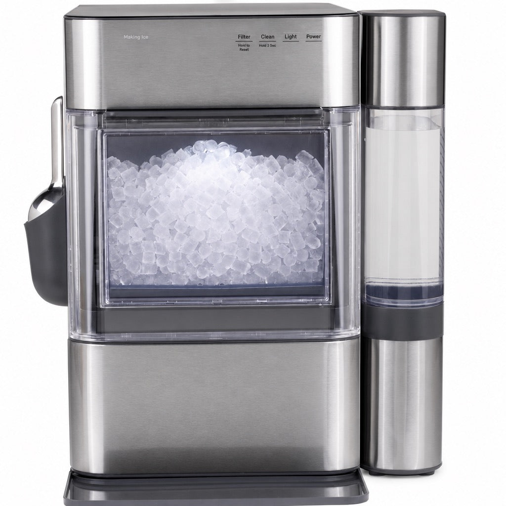 Stainless steel nugget ice maker front