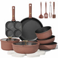 Burgundy detachable nonstick cookware set — 21 pcs