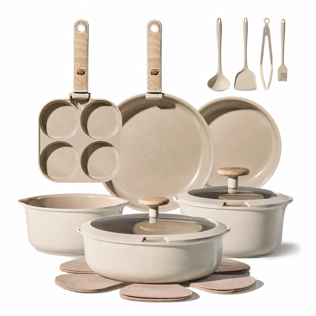 Cashew detachable nonstick cookware set — 19 pcs