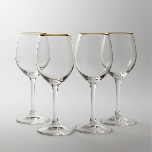 Gold-Rim Wine Glasses Set of 4