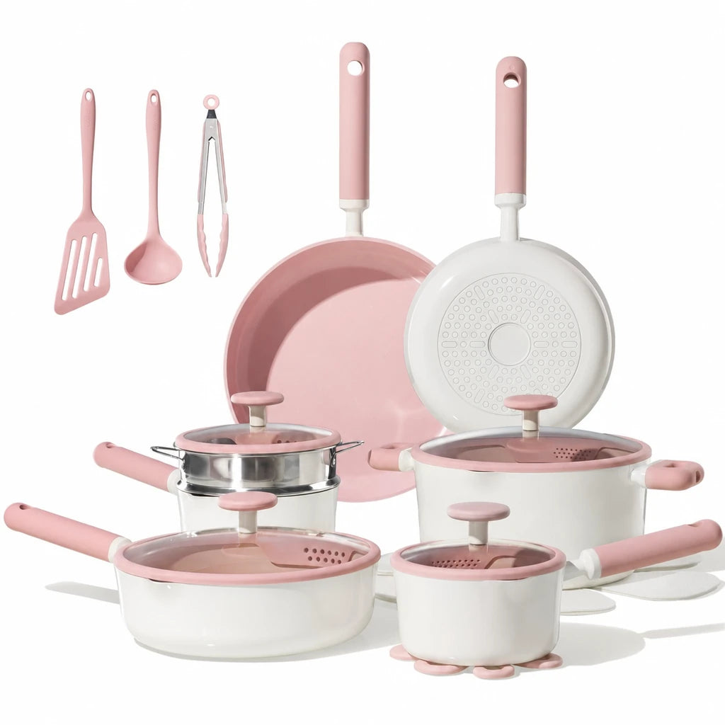 Sakura ceramic nonstick cookware set — 21 pcs